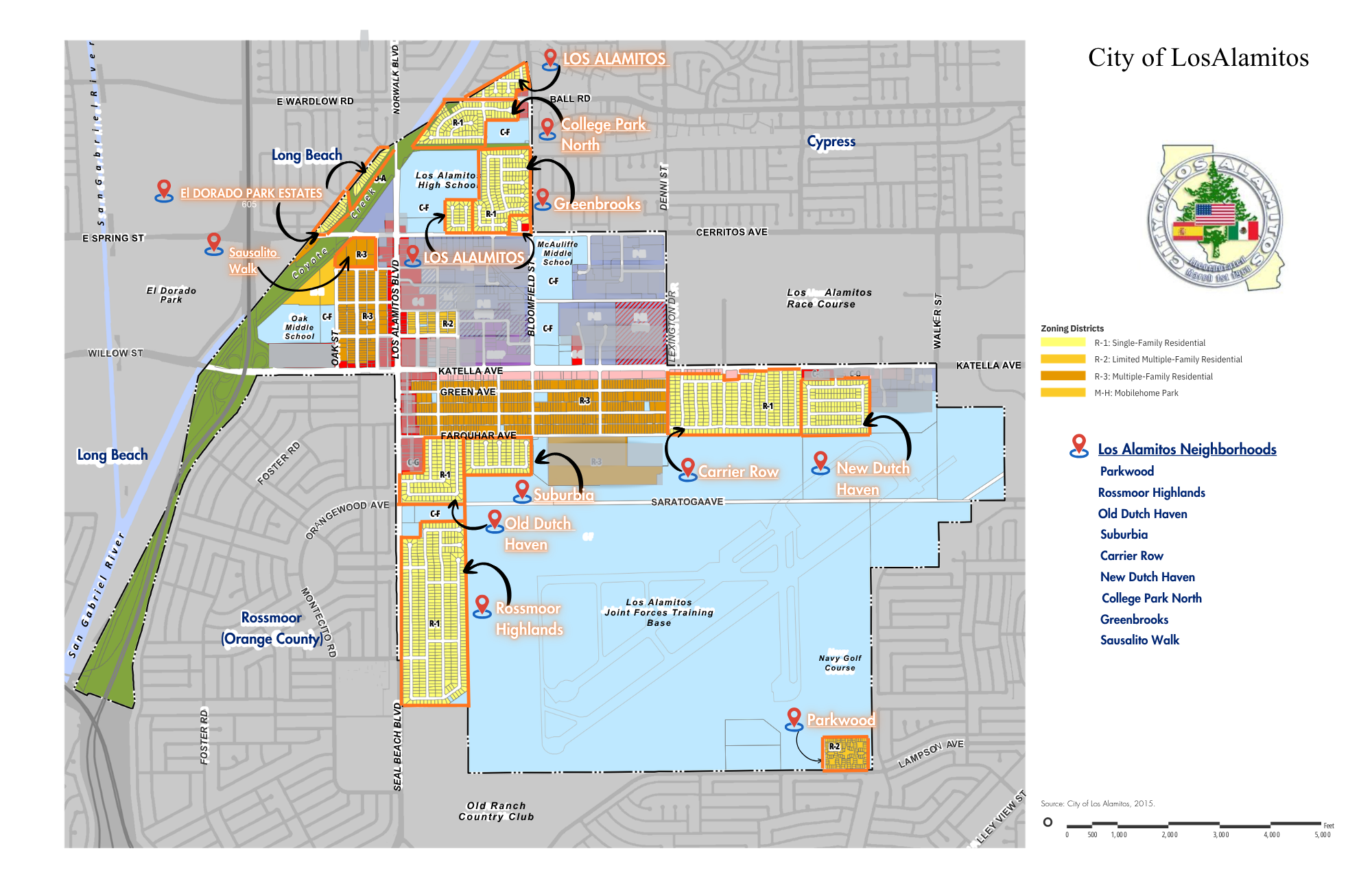 City of Los Alamitos Neighborhoods Map