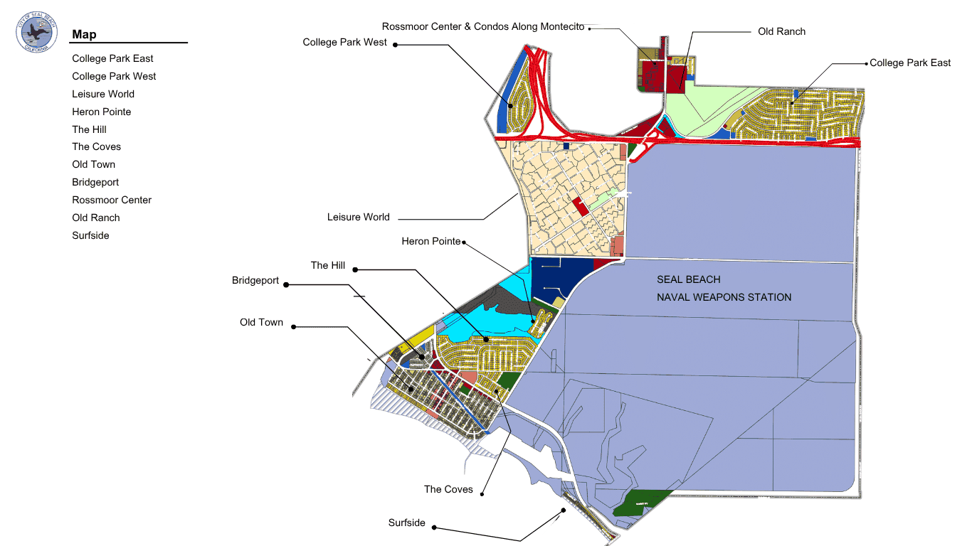 Annotated neighborhoods map of Seal Beach